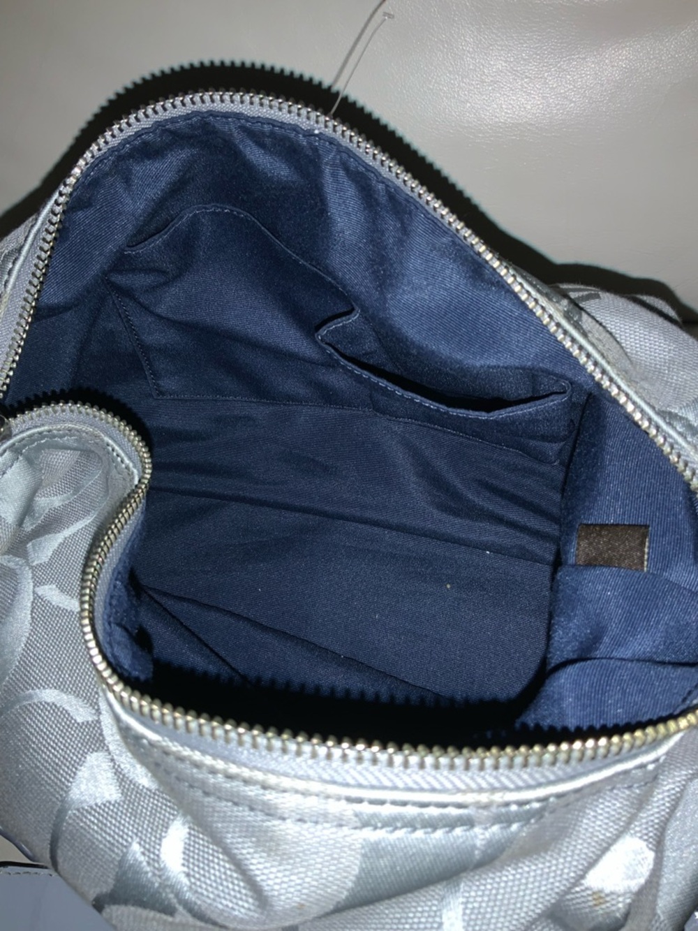 COACH - F17434 Light Blue & Grey Signature Stripe Large HOBO Bag. Barely used. - Picture 7 of 9